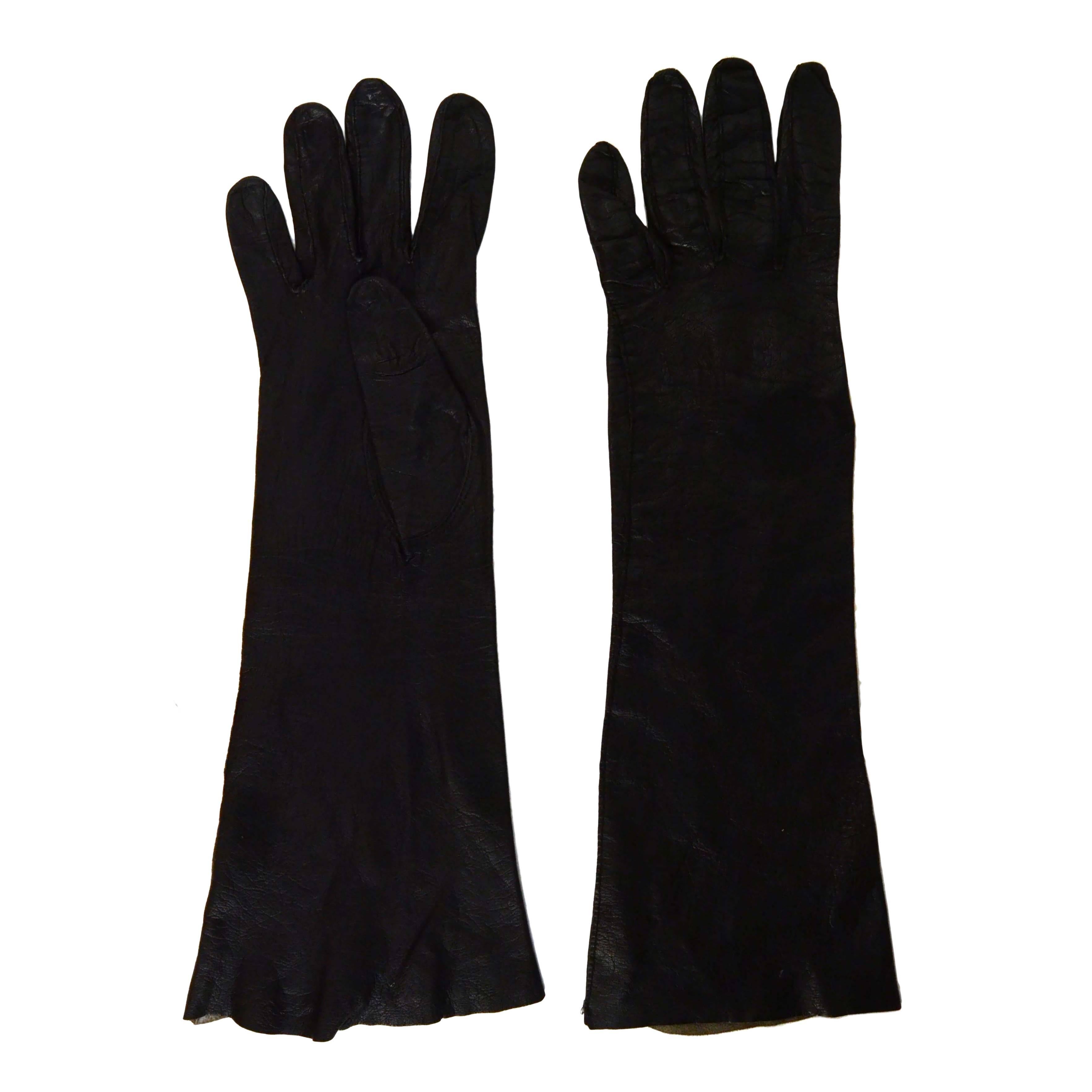 Vintage Black Leather Gloves sz S