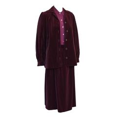 1980's Yves Saint Laurent YSL Purple Velvet Skirt Suit 7