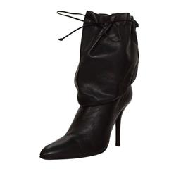 Helmut Lang Black Leather Drawstring Boots sz 40