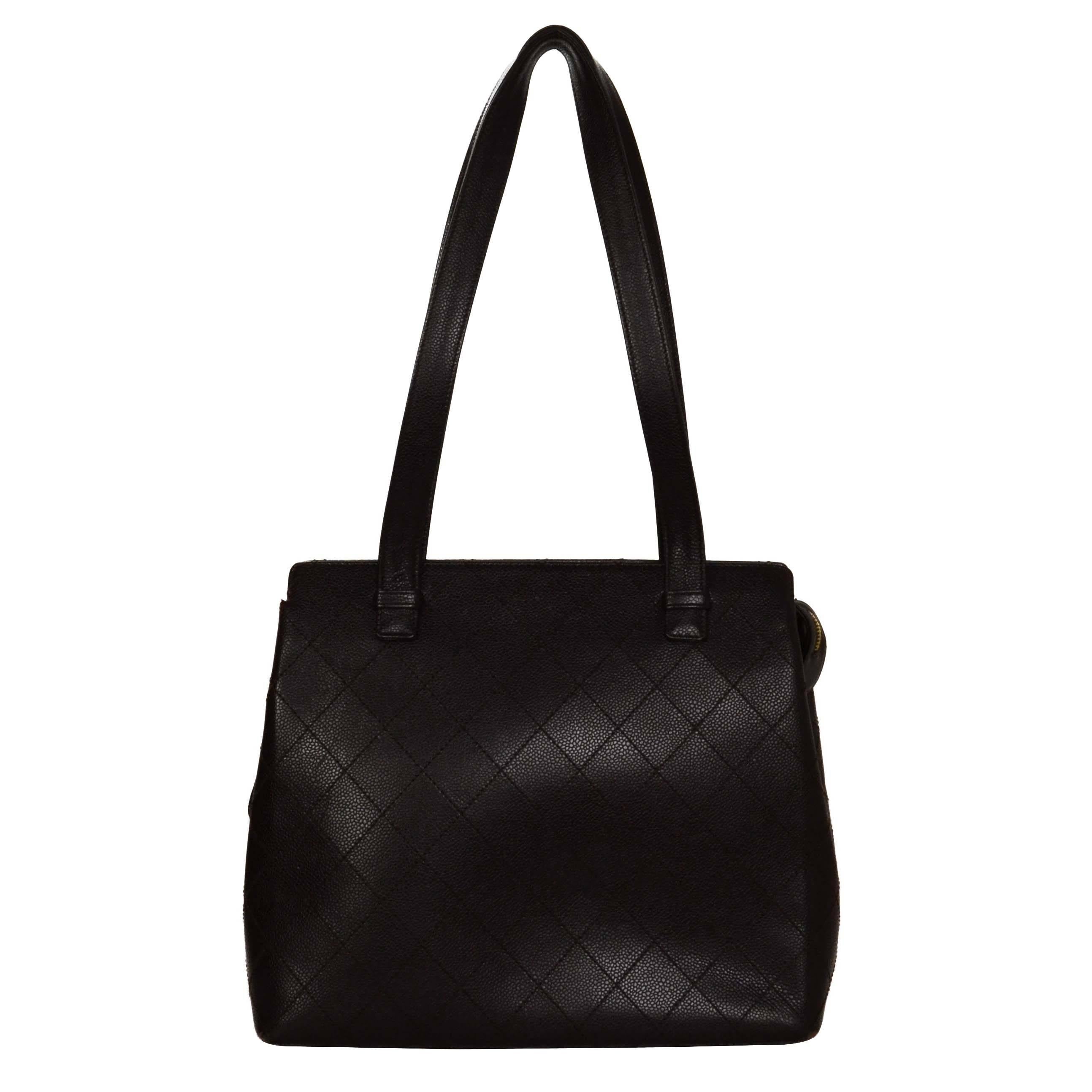 Chanel Vintage '90s Brown Quilted Caviar Tote Bag