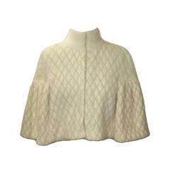 Alexander McQueen NWT F/W 2013 Cream Angora Diamond-Jacquard Capelet