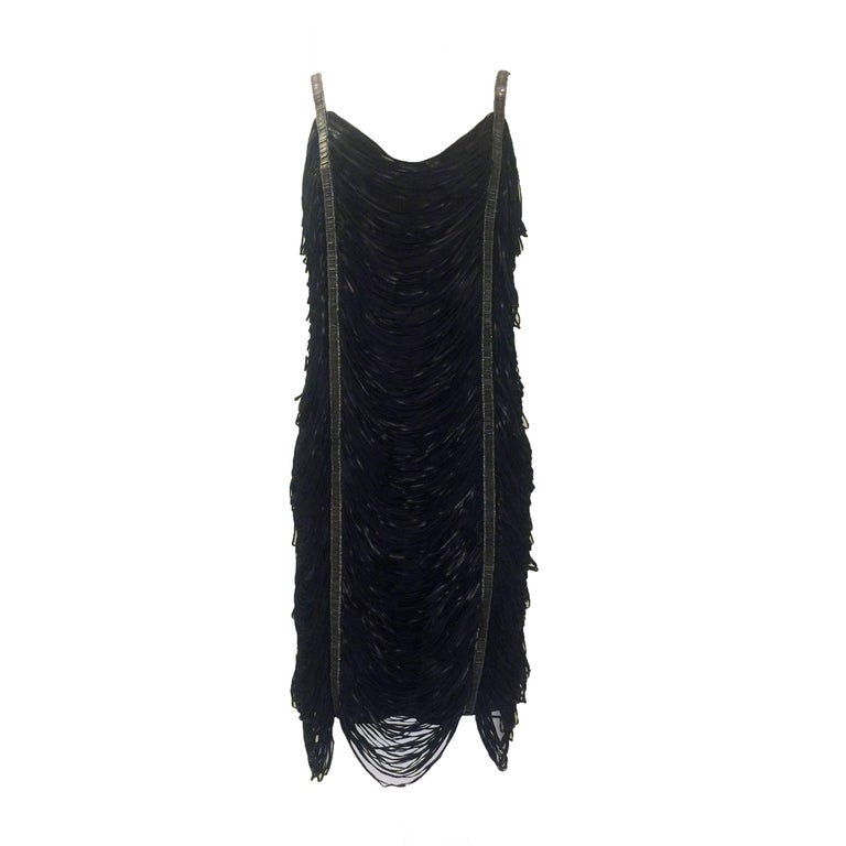 Alexander McQueen 2008 Beaded Leather Fringe Cocktail Dress For Sale at  1stDibs