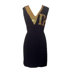 Moschino Couture! 1990s Black and Gold Sequin VIP Dress 12