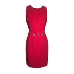 Retro Moschino Couture Waist of Money Red Sleeveless Shift Dress, 1991  