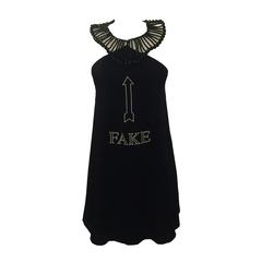 Moschino Couture! 90s Black A-Line 'Fake' Necklace Dress 12