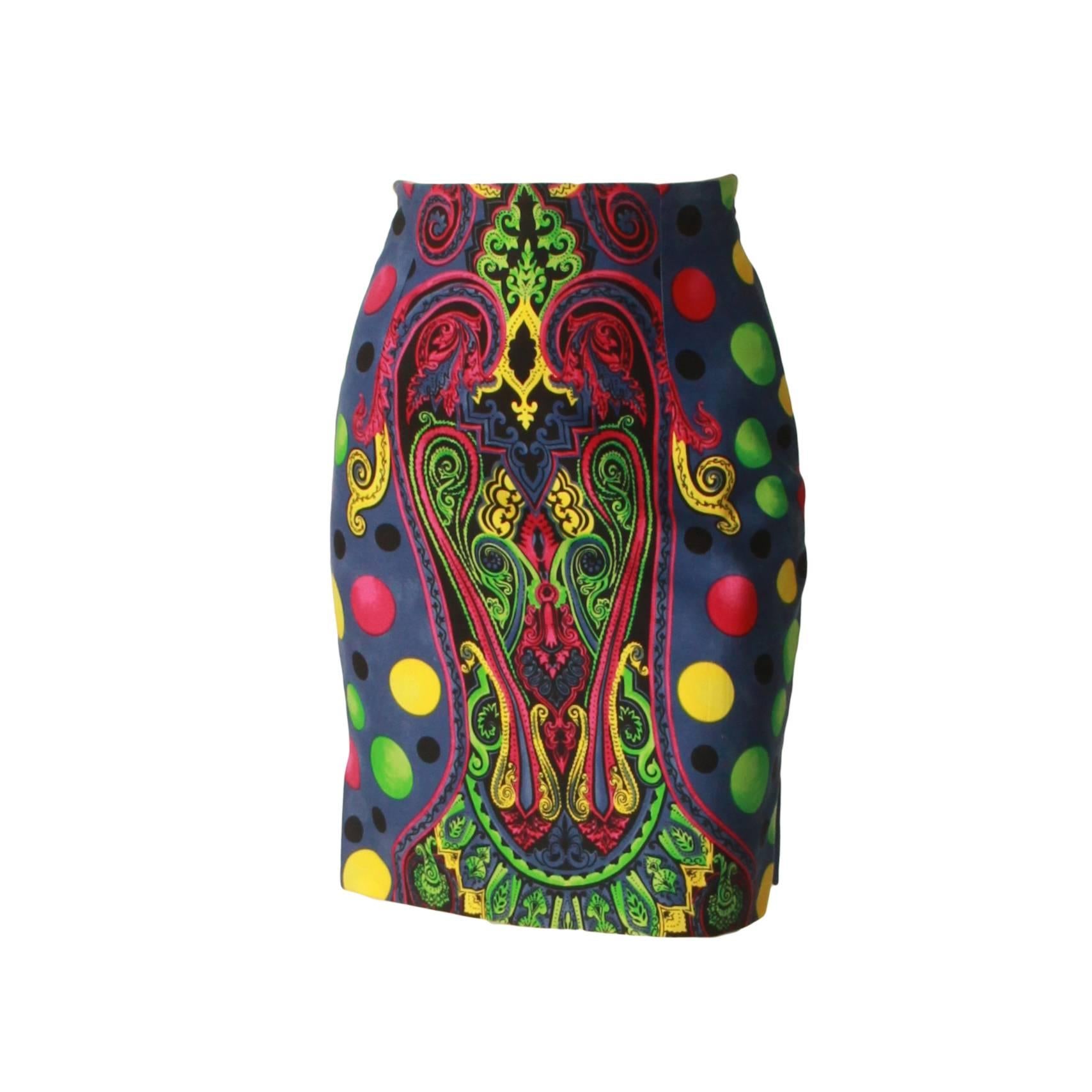 Gianni Versace Printed Skirt Spring 1991 For Sale