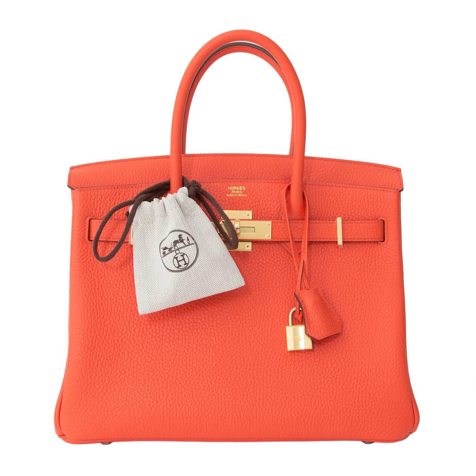 Nuovo Hermes Birkin 30 Arancione Papavero