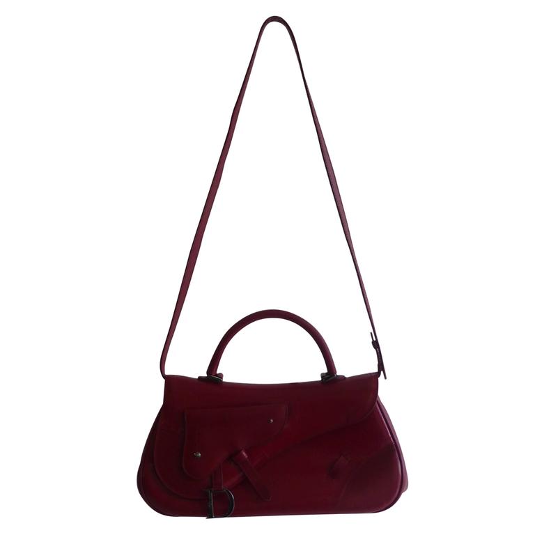 Christian Dior Smooth Red Leather Saddle Bag at 1stDibs