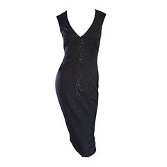 Exquisite Vintage James Purcell BNWT $2,300 Gray Pinstripe Dress Black Crystals 3