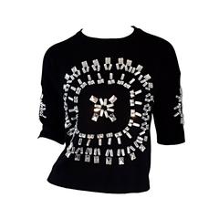 Incredible Iconic Vintage Christian Lacroix Black Top w/ Mirror Embellishments 5