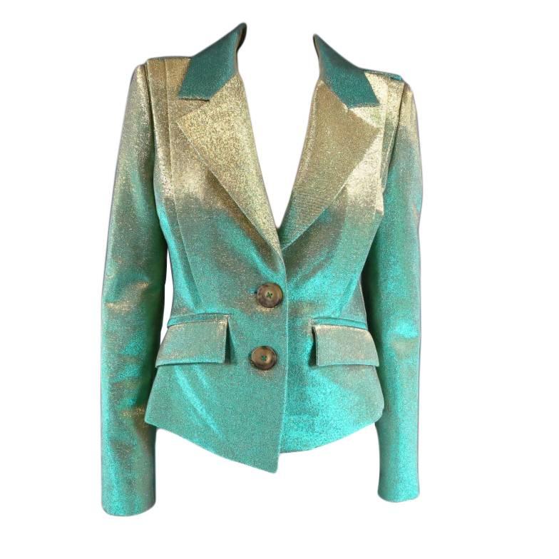 VIVIENNE WESTWOOD Anglomania Size 8 Green & Gold Lurex Sparkle Jacket
