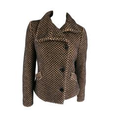 VIVIENNE WESTWOOD Red Label Size 10 Tan & Black Mesh Textured Wool Blend Jacket