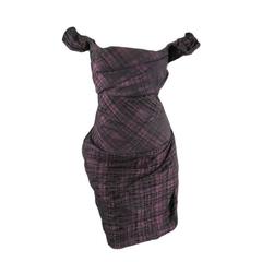 VIVIENNE WESTWOOD Red Label Size 6 Plum Burgundy & Black Draped Cocktail Dress