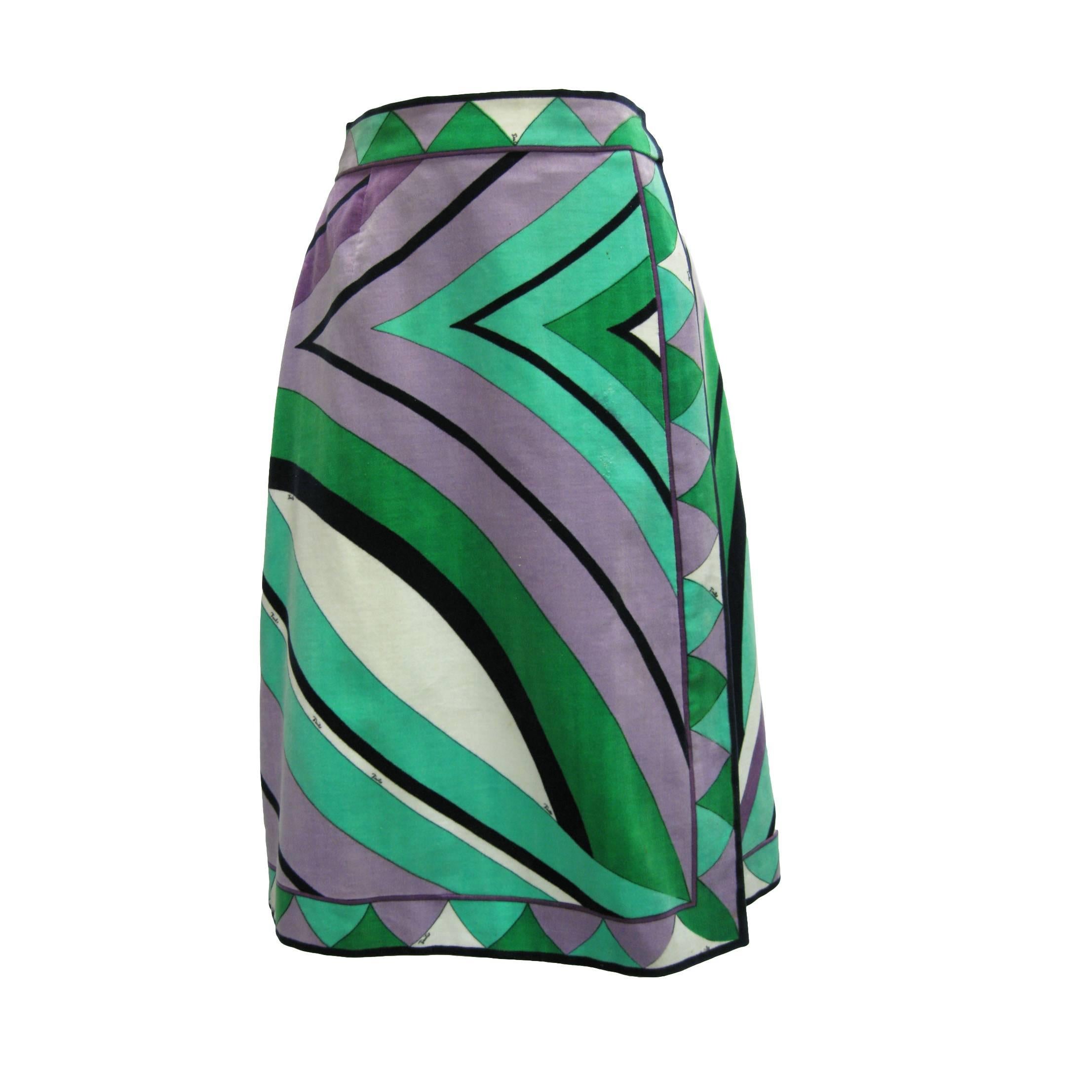 Emilio Pucci Geometric Velvet Wrap Skirt
