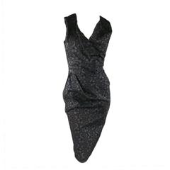 VIVIENNE WESTWOOD Anglomania Size 6 Black Brocade Textured Draped Cocktail Dress