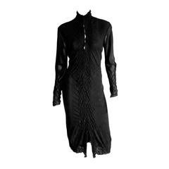 Free Shipping: Iconic Tom Ford YSL Rive Gauche FW 2001 Black Silk Runway Dress