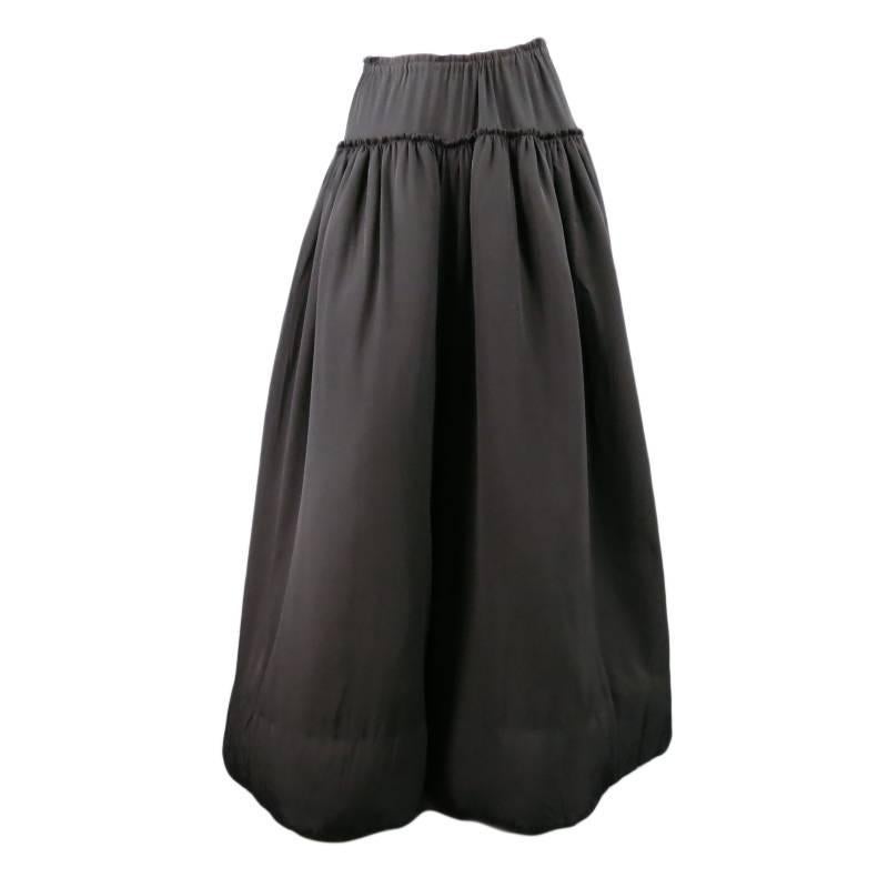 YOHJI YAMAMOTO Size M Black Silk Stuffed Extreme Wide Leg Drop Crotch Pants
