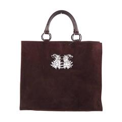 VALENTINO GARAVANI Italian Brown Suede Leather TOTE Shopping Bag HANDBAG 