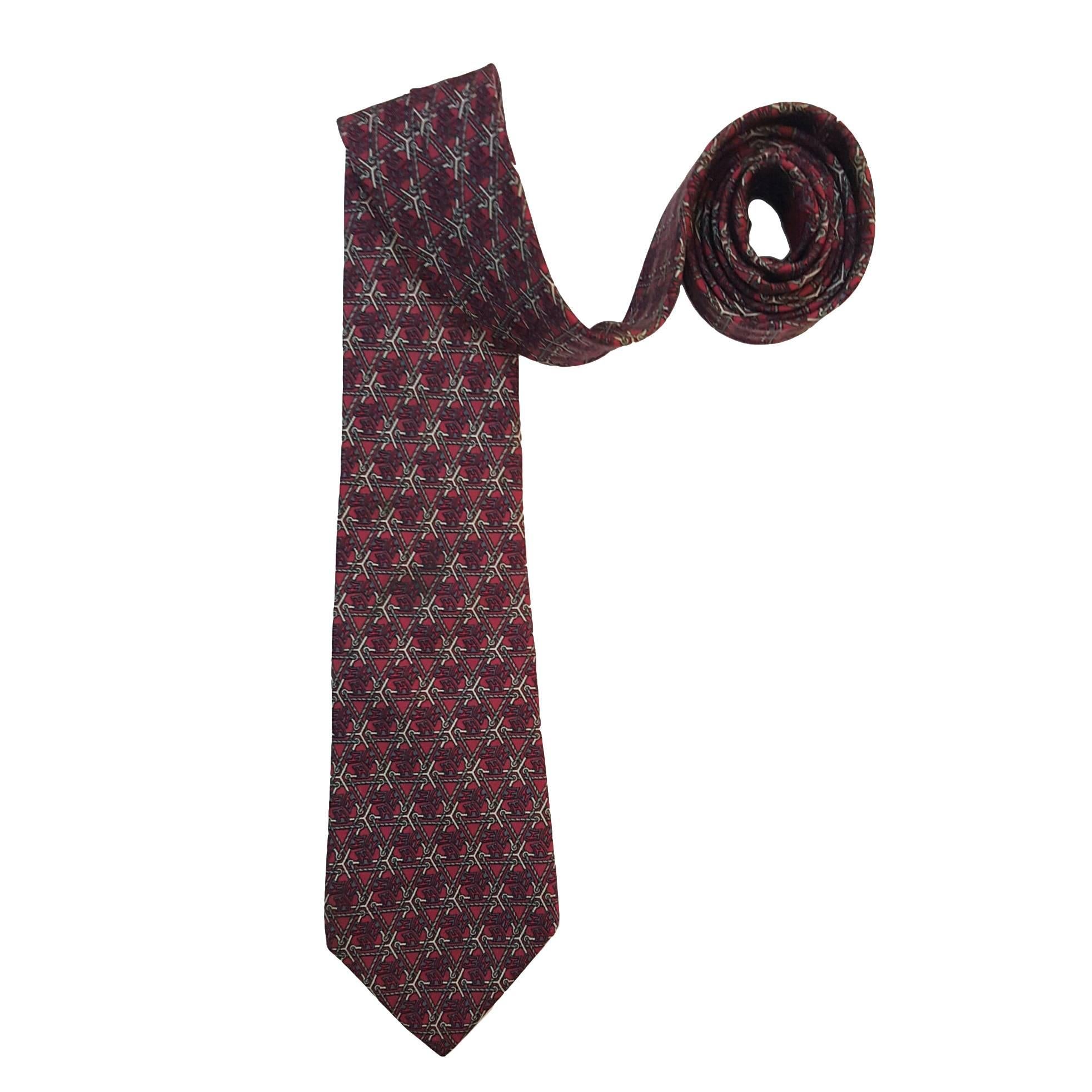 1980s Hermes red tie