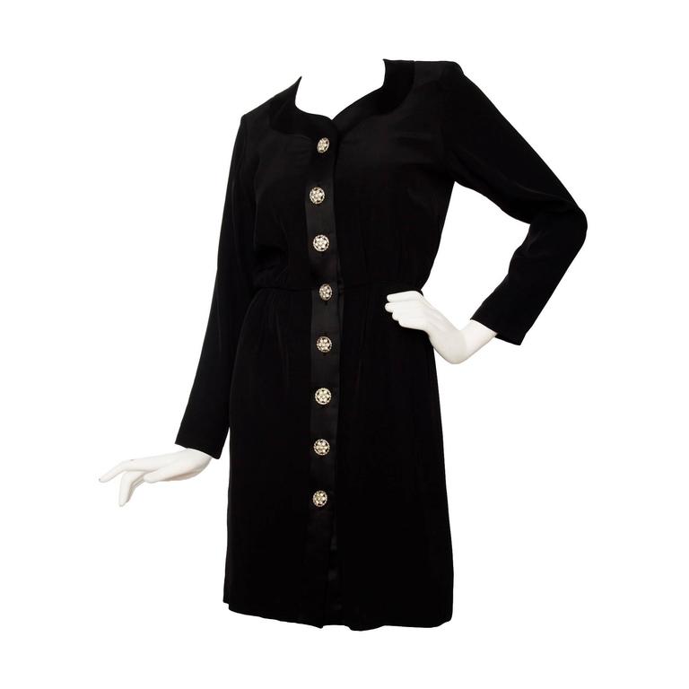1980s Yves Saint Laurent Little Black Cocktail Dress For Sale at 1stdibs