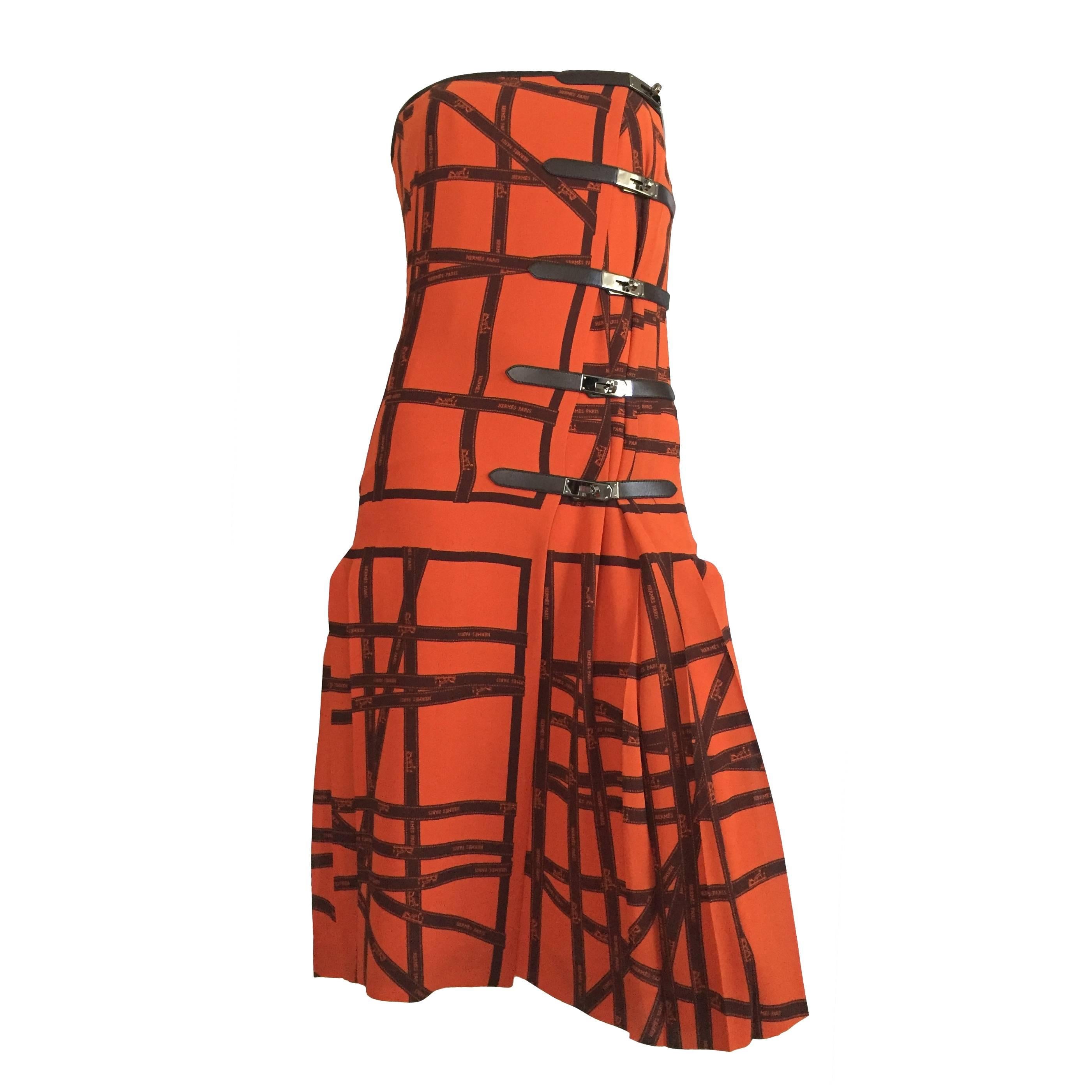 Hermes by Jean Paul Gaultier 2004 Ribbon silk dress size 4.  For Sale