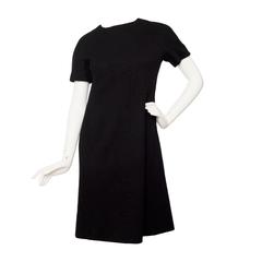 1960s Givenchy Haute Couture Little Black Wool Dress 1