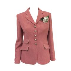 Susanne Spatt - Blazer en laine d'agneau rose avec foulard, état neuf