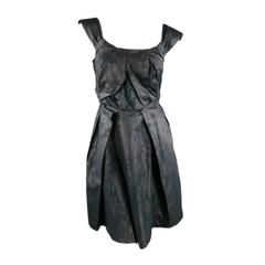 VIVIENNE WESTWOOD Anglomania Size 6 Shiny Black Marble Pleated Cocktail Dress