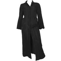 Bergdorf Goodman 80s black silk long quilted coat size 6 / 8. 7