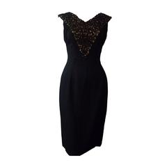 1956 Minx Modes Black Wiggle Dress (S)