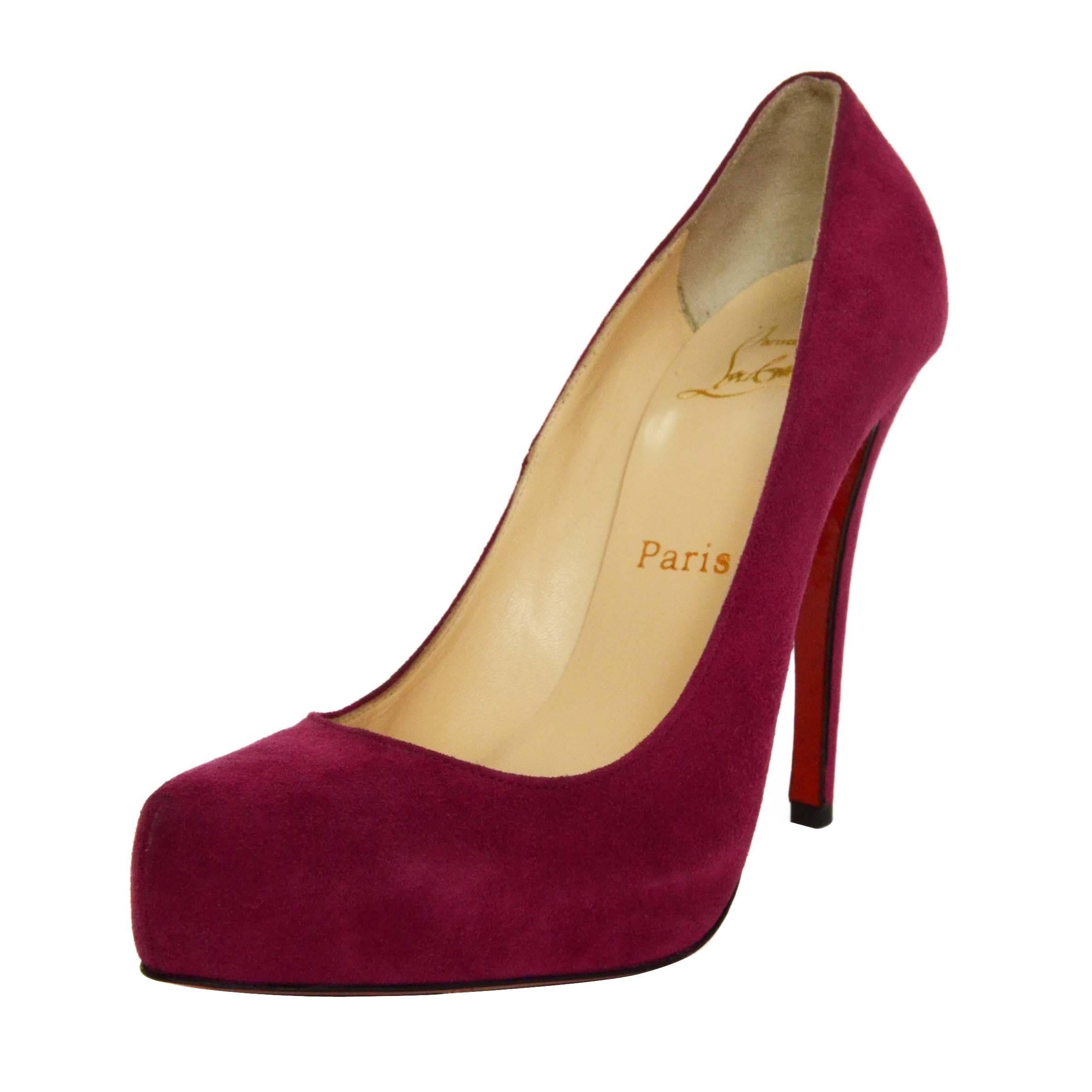 Christian Louboutin 120mm Magenta Suede Platform Pumps sz 38.5