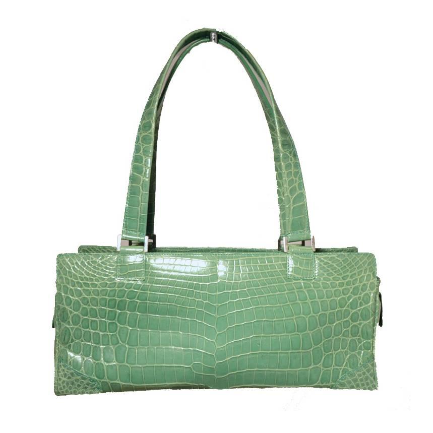 RARE Lambertson Truex Green Crocodile Handbag
