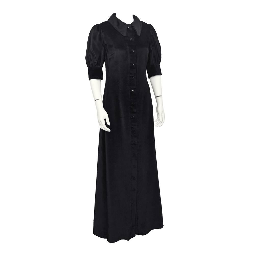 1960's Annacat Black Velvet Maxi Dress  For Sale