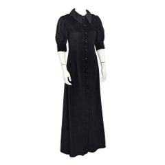 Vintage 1960's Annacat Black Velvet Maxi Dress 