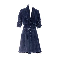 1980s ALAIA blue chenile sweater dress