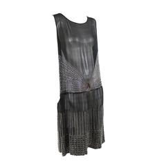Black Silk Beaded and Claw Set Diamante Flapper Dress 1
