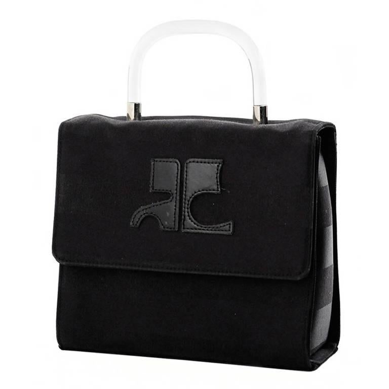 Courréges Black Box Handbag With Lucite Handle