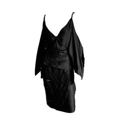 Heavenly Tom Ford Gucci FW 2002 Gothic Collection Black Silk Kimono Top & Skirt