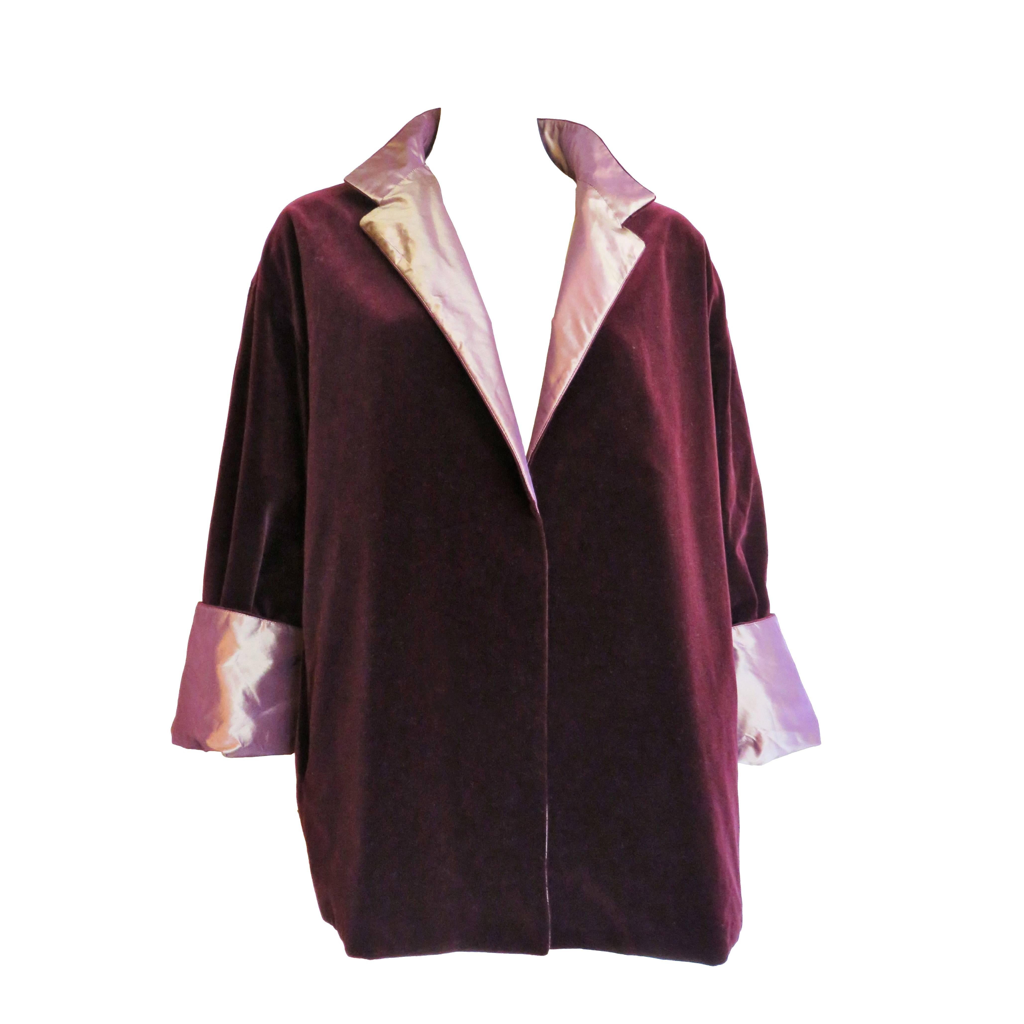 1990's ZORAN Reversible velvet / tonic silk evening jacket For Sale