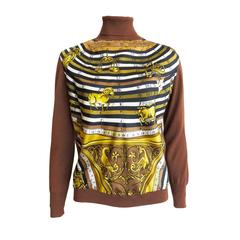 Vintage 1980's HERMES PARIS "Dies et Hore" Astrology/Zodiac silk sweater