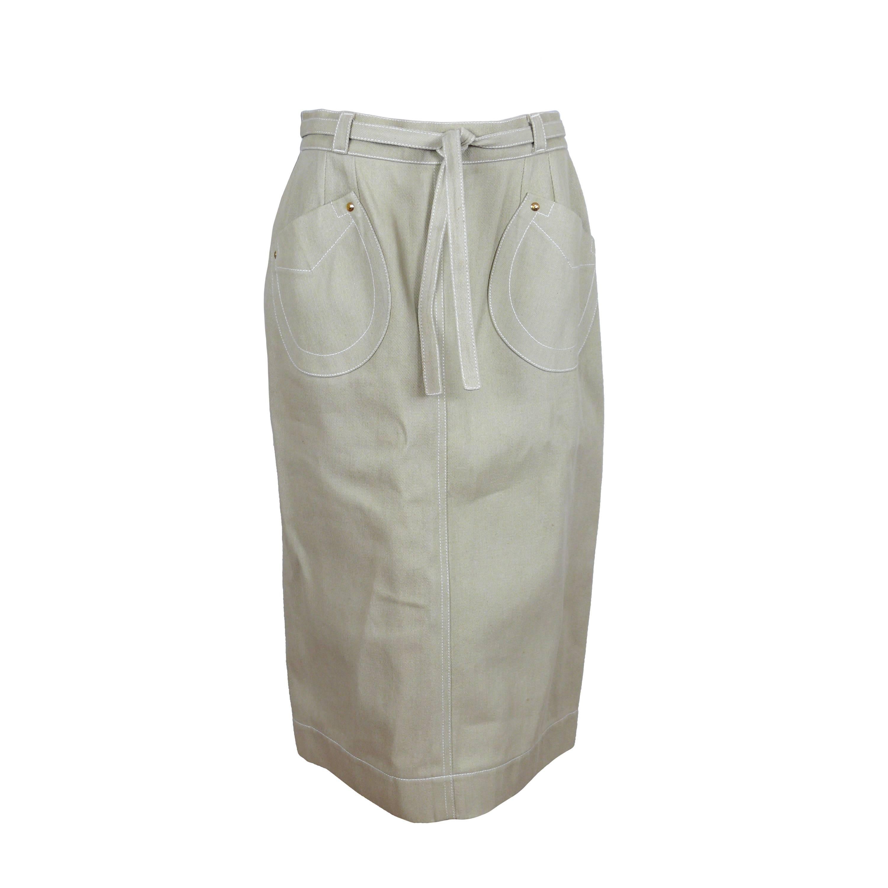 Hermes Natural Cotton Wrap Around Skirt