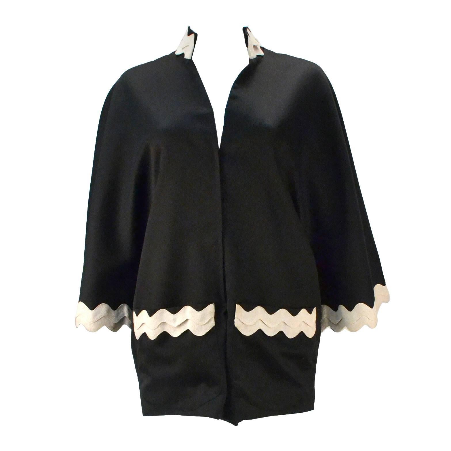 Olga Paris Black Kimono Sleeved Hot Pants Jumpsuit/Romper, 1960s  For Sale