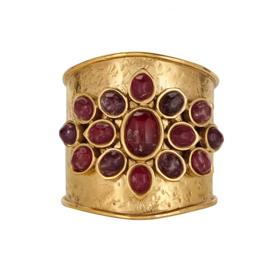 Goossens Paris Hammered Gold and Rock Crystal Cuff 