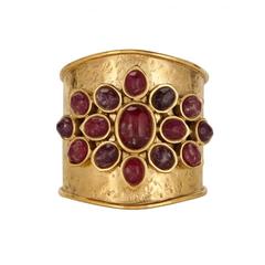 Goossens Paris Hammered Gold and Rock Crystal Cuff 