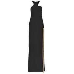 Versace Black Crystal-Embellished Silk Gown