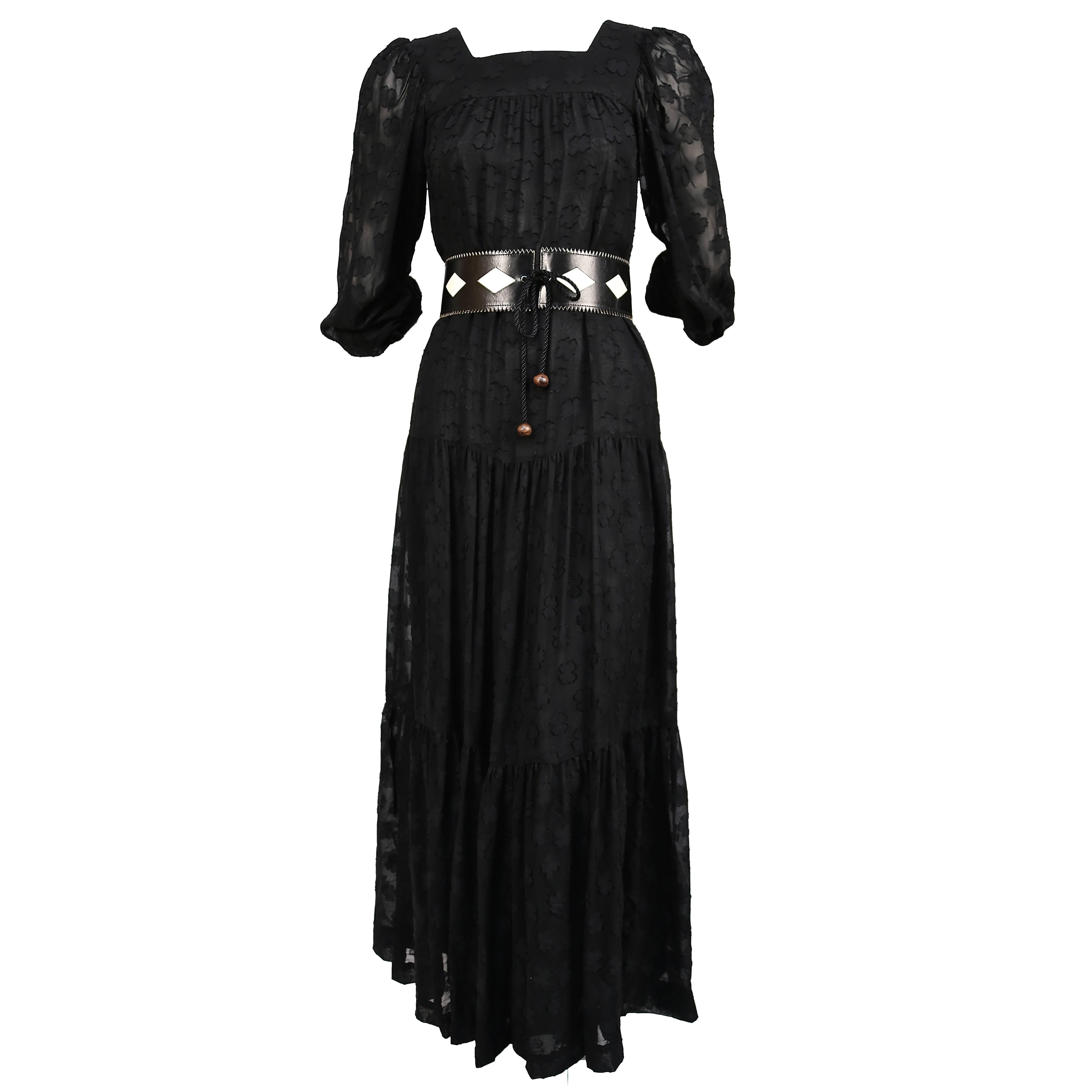 1970's YVES SAINT LAURENT black peasant dress