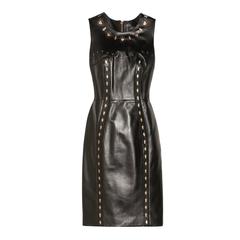 New VERSACE Cutout Black Leather Dress 8