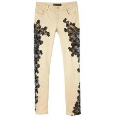 New VERSACE Contrast Lace Panel Jeans 6