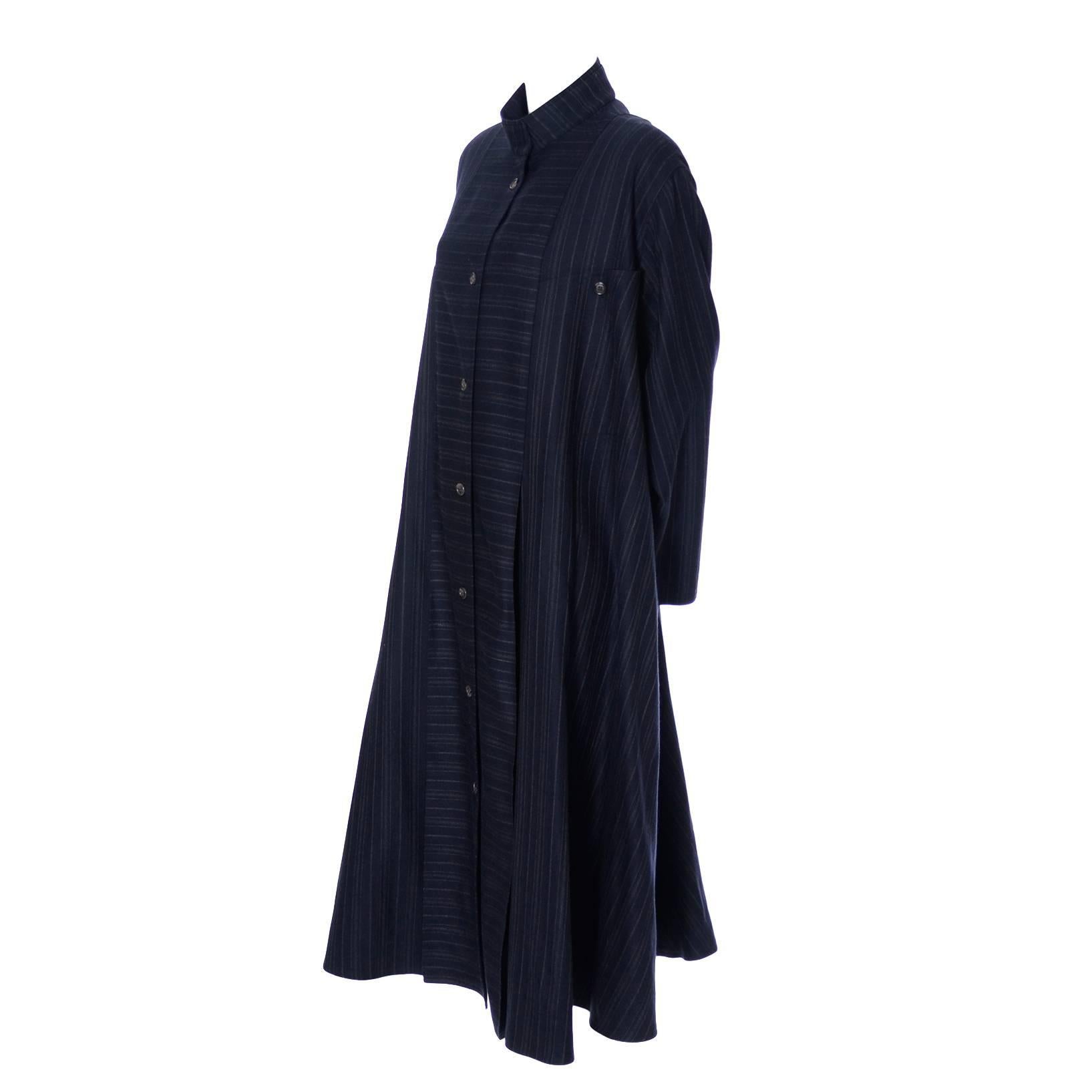 Harve Benard Pinstripe Wool Vintage Coat Modern Swing Japanese Inspired M/L