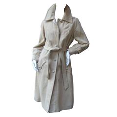 1970s Plush Tan Doeskin Suede Belted Trench Coat